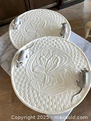 MaxSold Auction: Set of 2 Olaria Pinheiro Glazed Ceramic Serving Platters with mice (Portugal) - St. Petersburg (Florida, USA) SELLER MANAGED Estate Sale Online Auction - Sunshine Skyway Lane (CONDO)