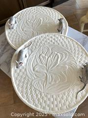 MaxSold Auction: Set of 2 Olaria Pinheiro Glazed Ceramic Serving Platters with mice (Portugal) - St. Petersburg (Florida, USA) SELLER MANAGED Estate Sale Online Auction - Sunshine Skyway Lane (CONDO)