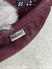 MaxSold Auction: SoftMoc Women&#39;s Burgundy Beaded Rabbit Fur Moccasin Slippers, Size US 10 ~ EU 41 - Cobourg (Ontario, Canada) SELLER MANAGED Downsizing Online Auction - Burnham Street