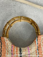 MaxSold Auction: Woven Half-Moon Retro-Style Striped Handbag with Bamboo-Look Handles - Cobourg (Ontario, Canada) SELLER MANAGED Downsizing Online Auction - Burnham Street