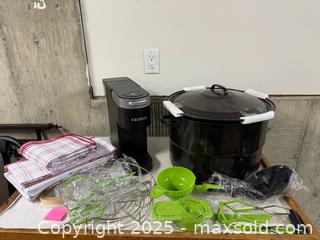 MaxSold Auction: Canning set, keurig, and dish towels - North Cowichan (British Columbia, Canada) SELLER MANAGED Downsizing Online Auction - Maple Bay