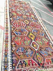 MaxSold Auction: Caucasian/Persian Tribal Wool Runner 4.5' x 16'3" - Commerce (California, USA) PARTNER MANAGED Estate Sale Online Auction - Randolph Street (STORAGE)