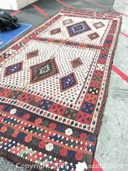 MaxSold Auction: Handwoven Tribal Wool Area Rug 71" x 163" - Commerce (California, USA) PARTNER MANAGED Estate Sale Online Auction - Randolph Street (STORAGE)
