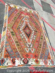 MaxSold Auction: Lot of 2 Handwoven Kilim-Style Area Rugs, 59x85 & 38x55 in - Commerce (California, USA) PARTNER MANAGED Estate Sale Online Auction - Randolph Street (STORAGE)