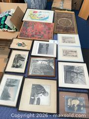 MaxSold Auction: Lot of Approximately 12–14 Framed Pieces Including Maja Pfeifer - Commerce (California, USA) PARTNER MANAGED Estate Sale Online Auction - Randolph Street (STORAGE)
