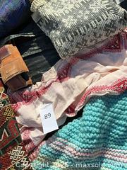 MaxSold Auction: Mixed Textile Lot: Caucasian Sumak Horse Cloth + Assorted Knits - Commerce (California, USA) PARTNER MANAGED Estate Sale Online Auction - Randolph Street (STORAGE)