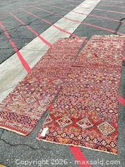 MaxSold Auction: Pair of Red Tribal/Geometric Wool Runner Rugs, ~37 x 137 in each - Commerce (California, USA) PARTNER MANAGED Estate Sale Online Auction - Randolph Street (STORAGE)