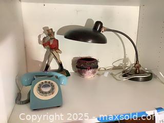 MaxSold Auction: Lot of 4 - Johnnie Walker Figurine, Metal Lamp, Rotary Phone &#38; Ceramic Bowl - Los Angeles (California, USA) PARTNER MANAGED Moving Online Auction - Kirkwood Drive