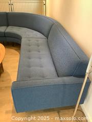 MaxSold Auction: Mid Century Style Blue Teal Curved Sectional Sofa, 3-Piece Woven Fabric - Los Angeles (California, USA) PARTNER MANAGED Moving Online Auction - Kirkwood Drive