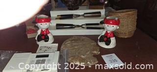 MaxSold Auction: 2 Antique Curling irons, 2 Charlie Brown Candle holder Figurines, a brown teapot, Native American Plaque & a highly collectible Mud man. - Sun Valley (California, USA) SELLER MANAGED Estate Sale Online Auction -  Wentworth Street