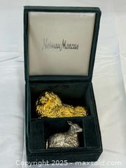 MaxSold Auction: Neiman Marcus Godinger Treasures Silver Lamb &#38; Gold Lion Salt and Pepper Shaker Set - Menlo Park (California, USA) SELLER MANAGED Downsizing Online Auction - Henderson Place