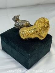 MaxSold Auction: Neiman Marcus Godinger Treasures Silver Lamb &#38; Gold Lion Salt and Pepper Shaker Set - Menlo Park (California, USA) SELLER MANAGED Downsizing Online Auction - Henderson Place