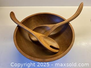 MaxSold Auction: BARIBOCRAFT Wooden Bowl with Wooden Salad Servers - Toronto (Ontario, Canada) SELLER MANAGED Downsizing Online Auction - Lamb Avenue