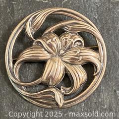 MaxSold Auction: Mid-Century LARGE Repousse Round Pin/Brooch - Toronto (Ontario, Canada) SELLER MANAGED Downsizing Online Auction - Lamb Avenue