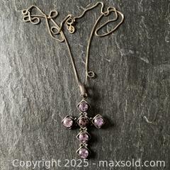 MaxSold Auction: Sterling Silver AMETHYST Cross with Sterling Box Chain - Toronto (Ontario, Canada) SELLER MANAGED Downsizing Online Auction - Lamb Avenue