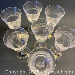 MaxSold Auction: Vintage Set of 7 Etched DURAND Crystal Liqueur Glasses - Toronto (Ontario, Canada) SELLER MANAGED Downsizing Online Auction - Lamb Avenue