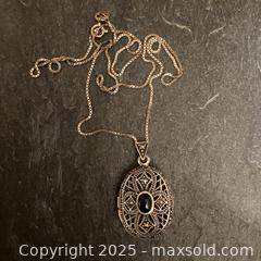 MaxSold Auction: Vintage Stamped 825 Silver and Marcasite Locket with 925 Box Chain Necklace - Toronto (Ontario, Canada) SELLER MANAGED Downsizing Online Auction - Lamb Avenue