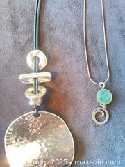 MaxSold Auction: Necklace Lot of 6 — Gold &#38; Silver Plated, Leather/Fabric Cord - Reston (Virginia, USA) SELLER MANAGED Moving Online Auction - Seaford Court