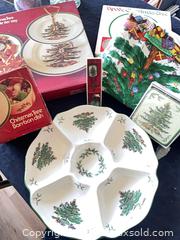 MaxSold Auction: Spode Christmas Tree Porcelain Lot — Serving Dish &#38; Accessories - Reston (Virginia, USA) SELLER MANAGED Moving Online Auction - Seaford Court