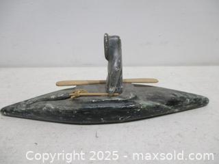 MaxSold Auction: Inuit Rock Carving Of Hunter In Kayak. - Toronto (Ontario, Canada) SELLER MANAGED Reseller Online Auction - Annette Street