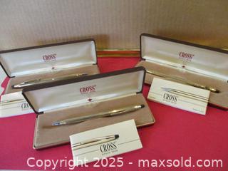 MaxSold Auction: Three Vintage 1/20th 10K Gold Filled CROSS Pens In Original Cases &#38; Booklets. - Toronto (Ontario, Canada) SELLER MANAGED Reseller Online Auction - Annette Street