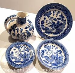 MaxSold Auction: 7 Pc Lot Vintage Japan Blue Willow Carafe Plates Bowl+ - Westminster (Colorado, USA) SELLER MANAGED Downsizing Online Auction - Raritan Street