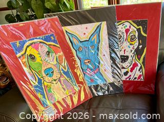 MaxSold Auction: Lot 3 Pop Art DOG Matted & Framed Art Pics Becca Fischer 16” x 20” - Westminster (Colorado, USA) SELLER MANAGED Downsizing Online Auction - Raritan Street