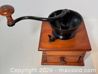 MaxSold Auction: Vintage Wood & Cast Iron Coffee Grinder - Westminster (Colorado, USA) SELLER MANAGED Downsizing Online Auction - Raritan Street