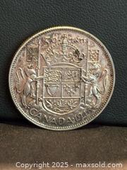 MaxSold Auction: SILVER COIN CANADA 1946 50 CENTS HALF DOLLAR KING GEORGE VI CANADIAN .800  - Aurora (Ontario, Canada) SELLER MANAGED Estate Sale Online Auction -  Closs Square