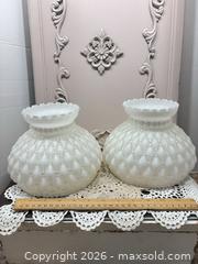 MaxSold Auction: Pair of White Milk Glass Hobnail Ruffled Lamp Shades - Gull Lake (Alberta, Canada) SELLER MANAGED Reseller Online Auction -  Stuart Avenue