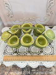 MaxSold Auction: Retro Avocado Ceramic Egg Cup & Condiment Set with Rack JAPAN - Gull Lake (Alberta, Canada) SELLER MANAGED Reseller Online Auction -  Stuart Avenue