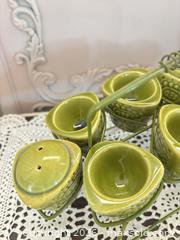 MaxSold Auction: Retro Avocado Ceramic Egg Cup & Condiment Set with Rack JAPAN - Gull Lake (Alberta, Canada) SELLER MANAGED Reseller Online Auction -  Stuart Avenue