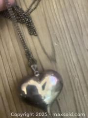 MaxSold Auction: Oxidized Sterling Silver Heart Pendant Necklace, Long Chain - Agoura Hills (California, USA) SELLER MANAGED Moving Online Auction -  Medea Lane (CONDO)