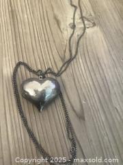 MaxSold Auction: Oxidized Sterling Silver Heart Pendant Necklace, Long Chain - Agoura Hills (California, USA) SELLER MANAGED Moving Online Auction -  Medea Lane (CONDO)