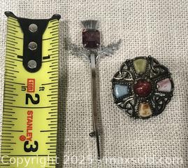 MaxSold Auction: Scottish Mizpah Amethyst Thistle Brooch &#38; Agate Style Brooch - North Saanich (British Columbia, Canada) SELLER MANAGED Charity/Fundraising Online Auction - Forest Park Drive                     