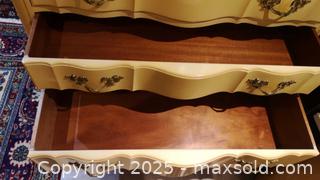 MaxSold Auction: French Provincial 7-Drawer Tall Chest Highboy Dresser, Mustard - Vaughan (Ontario, Canada) SELLER MANAGED Estate Sale Online Auction - Mill Arbour Lane