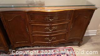 MaxSold Auction: French Provincial Solid Wood Buffet in Cherry-Tone Finish - Vaughan (Ontario, Canada) SELLER MANAGED Estate Sale Online Auction - Mill Arbour Lane