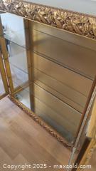 MaxSold Auction: Gold/Glass Display Curio Cabinet w/Mirror Top &#38; 3 Glass shelves, 2 Doors w/mirrored bottom - Vaughan (Ontario, Canada) SELLER MANAGED Estate Sale Online Auction - Mill Arbour Lane