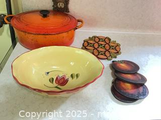 MaxSold Auction: Creuset Dutch Oven, Pfaltzgraff Serving Bowl, Pumpkin Coasters and a Trivet - New Westminster (British Columbia, Canada) SELLER MANAGED Estate Sale Online Auction - Sixth Avenue