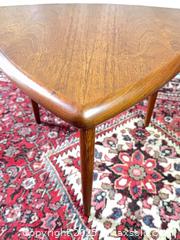 MaxSold Auction: Hans Wegner Style Teak Guitar Pick Triangular Side/End Table - Toronto (Ontario, Canada) SELLER MANAGED Reseller Online Auction - Sunrise Avenue