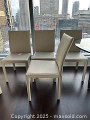 MaxSold Auction: Crate &#38; Barrel Leather Like Cream Dining Chairs x4 - Toronto (Ontario, Canada) PARTNER MANAGED Estate Sale Online Auction - Esander Drive (STORAGE)