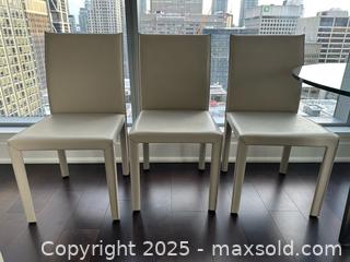 MaxSold Auction: Crate &#38; Barrel Leather Like Cream Dining Chairs x4 - Toronto (Ontario, Canada) PARTNER MANAGED Estate Sale Online Auction - Esander Drive (STORAGE)