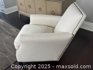MaxSold Auction: Elte Ivory Upholstered Armchair with Metal Studs  - Toronto (Ontario, Canada) PARTNER MANAGED Estate Sale Online Auction - Esander Drive (STORAGE)