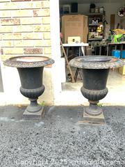 MaxSold Auction: 2 black plant urns - Wilmot (Ontario, Canada) SELLER MANAGED Downsizing Online Auction - Nithview Drive