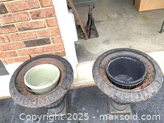 MaxSold Auction: 2 black plant urns - Wilmot (Ontario, Canada) SELLER MANAGED Downsizing Online Auction - Nithview Drive