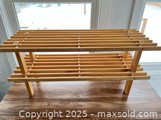 MaxSold Auction: 2-Tier Solid Wood Shoe Rack - London (Ontario, Canada) SELLER MANAGED Downsizing Online Auction - Charlotte Street