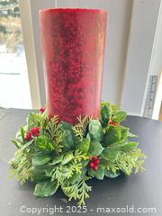 MaxSold Auction: Deep Red Pillar Candle with Faux Greenery Wreath Centerpiece - London (Ontario, Canada) SELLER MANAGED Downsizing Online Auction - Charlotte Street