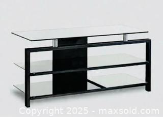 MaxSold Auction: Floating glass and metal TV shelf - London (Ontario, Canada) SELLER MANAGED Downsizing Online Auction - Charlotte Street