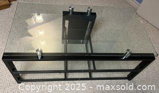 MaxSold Auction: Floating glass and metal TV shelf - London (Ontario, Canada) SELLER MANAGED Downsizing Online Auction - Charlotte Street