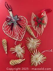 MaxSold Auction: Handmade Straw, Raffia & Fabric Christmas Ornaments - Lot of 8 - London (Ontario, Canada) SELLER MANAGED Downsizing Online Auction - Charlotte Street